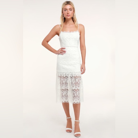 Lulus Dresses & Skirts - NWT LULU’S Wagner White Lace Sleeveless Midi‎ Dress